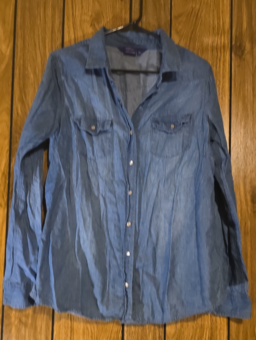 Miley Cyrus & Max Azria Chambray Blue Button-Up Shirt